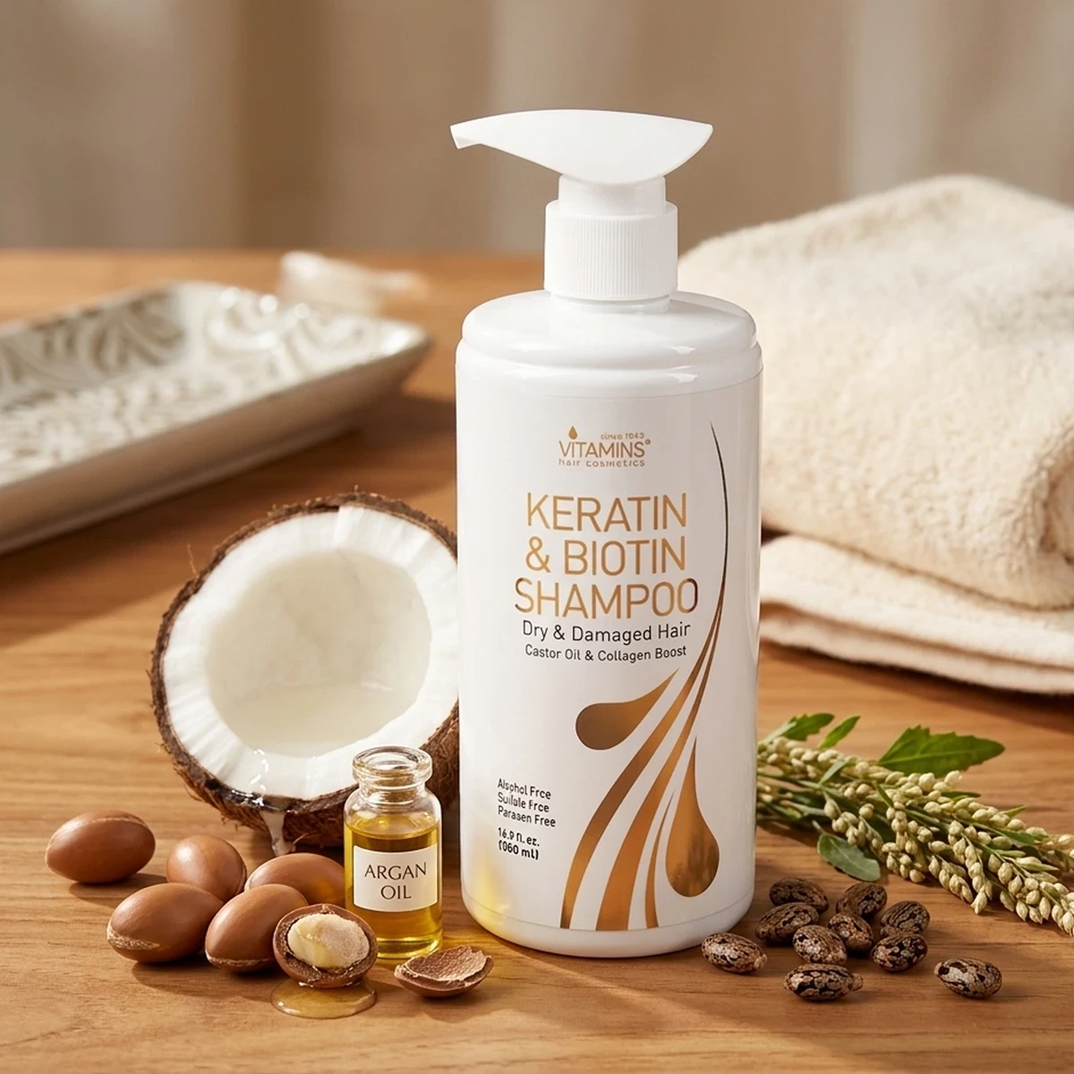 Keratin & Biotin Shampoo for Dry & Damaged Hair | 500 ml